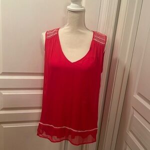 100% silk red sleeveless blouse Size Medium
